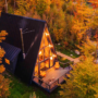 Natural and Elegant A-Frame Cabin Design Idea